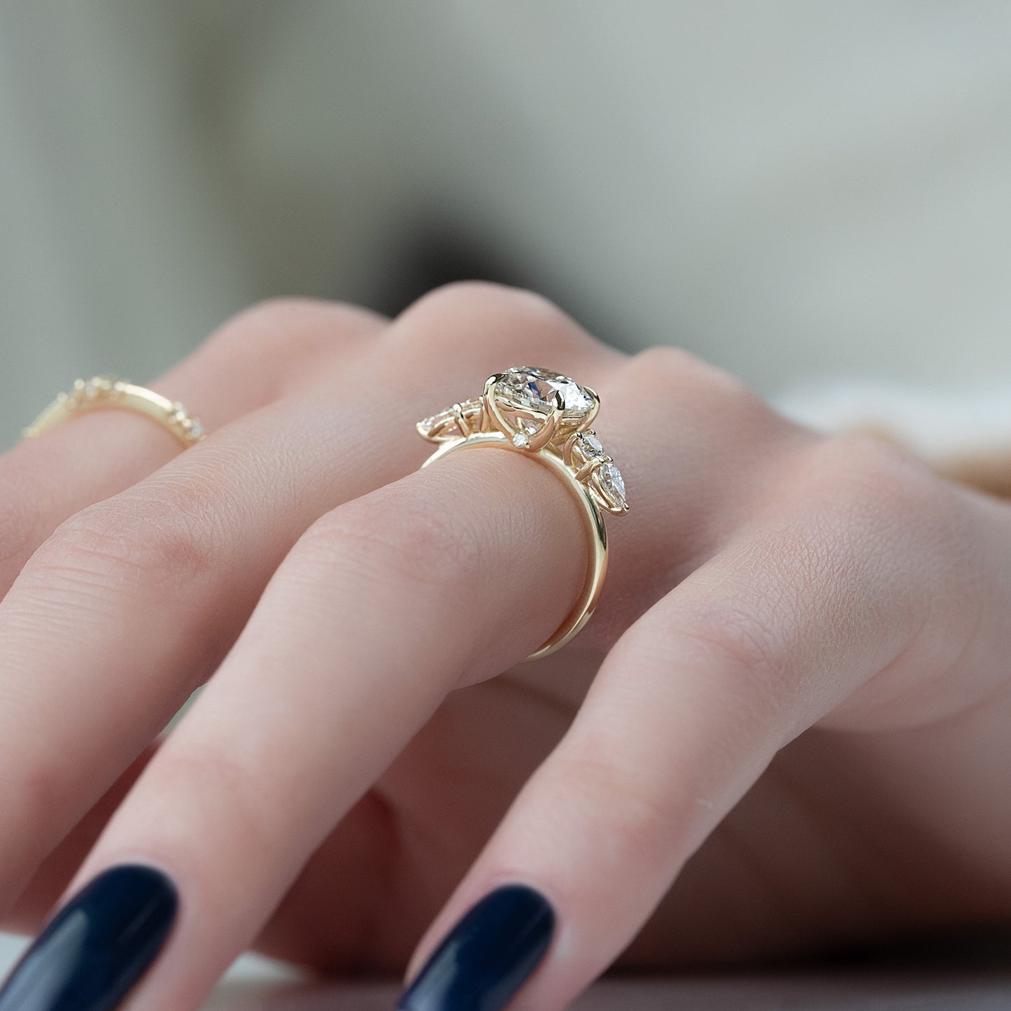 1.0CT Round Diamond Moissanite Five Stone Engagement Ring