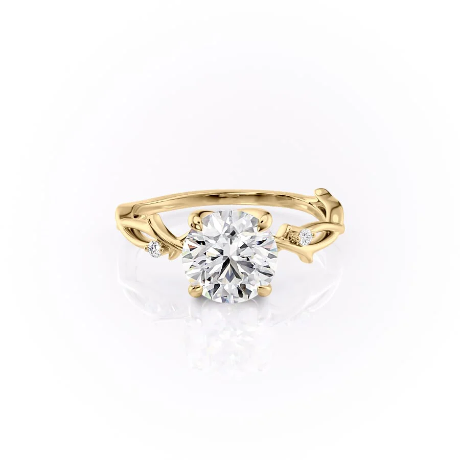 2.0CT Round Cut Moissanite Nature Inspired Diamond Engagement Ring