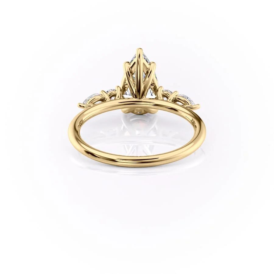 2.0CT Pear Cut Moissanite Diamond Unique Cluster Engagement Ring