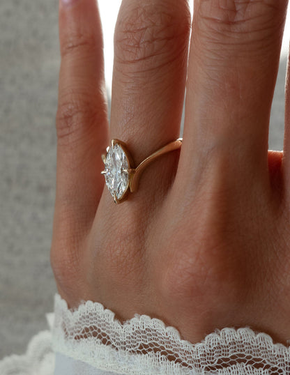 2.0CT Marquise Cut Moissanite Unique Engagement Ring