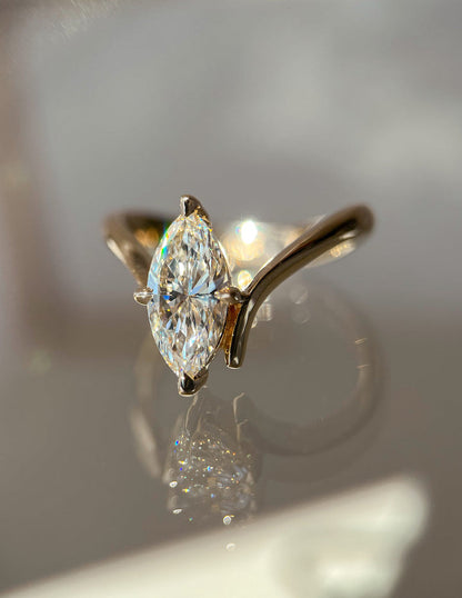 2.0CT Marquise Cut Moissanite Unique Engagement Ring
