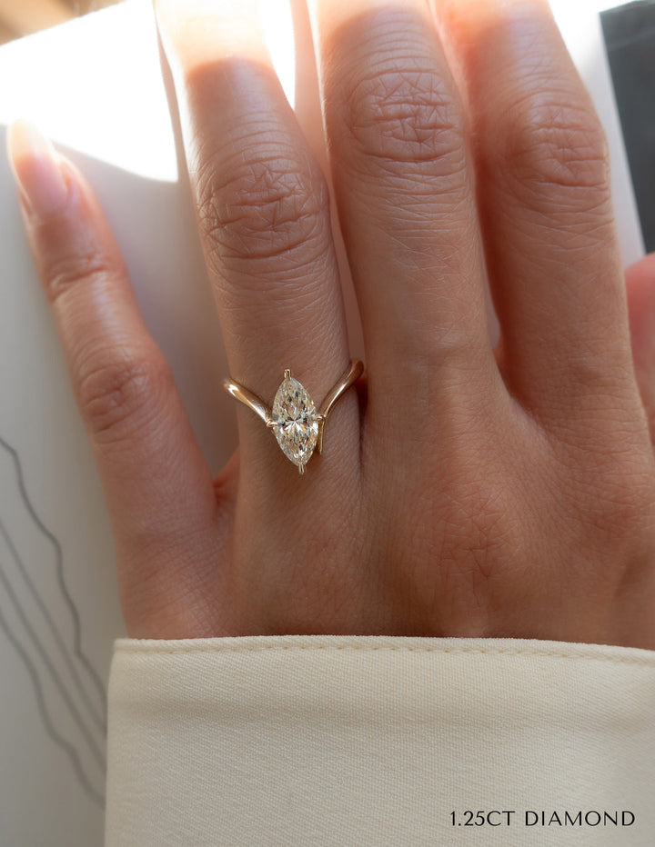 2.0CT Marquise Cut Moissanite Unique Engagement Ring