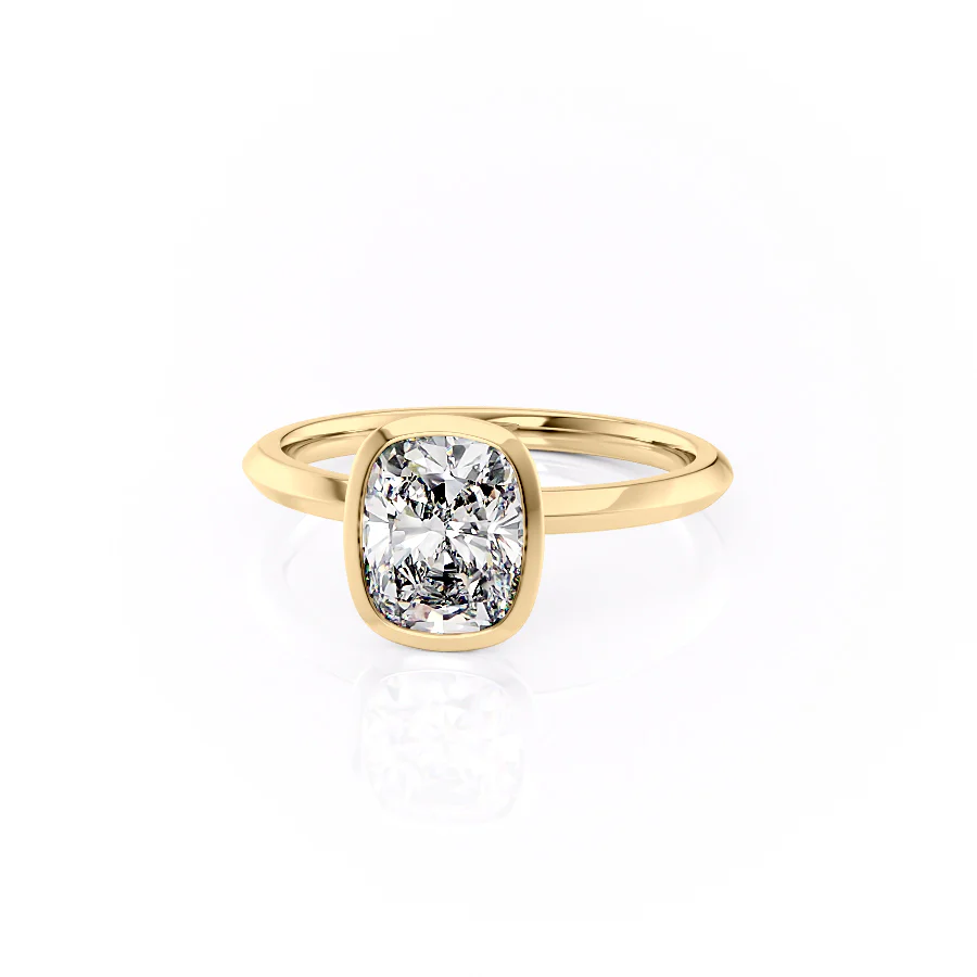 1.50 CT Cushion Cut Bezel Moissanite Diamond Engagement Ring