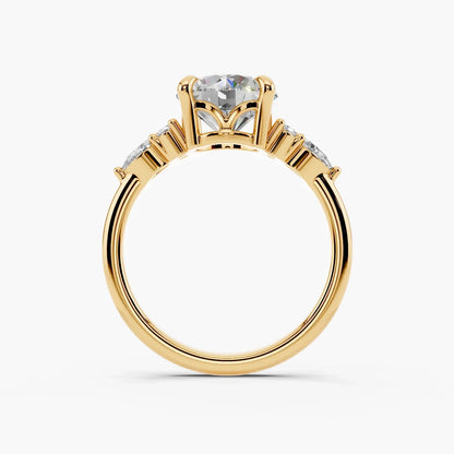 3.0CT Round Diamond Moissanite Cluster Engagement Ring
