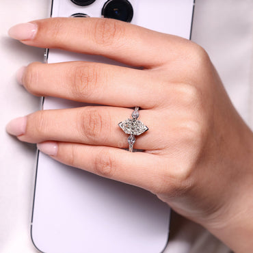 Dutch Marquise and Pear Cut Three Stone Diamond Ring