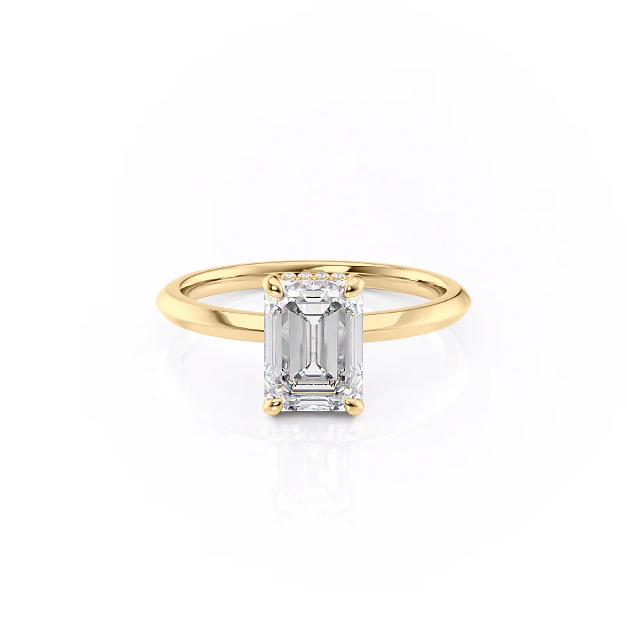 1.50 CT Emerald Cut Hidden Halo Moissanite Diamond Engagement Ring
