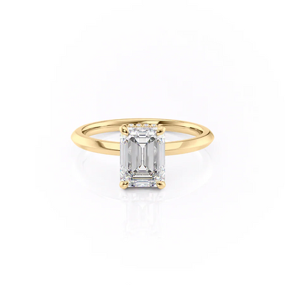 1.50 CT Emerald Cut Hidden Halo Moissanite Diamond Engagement Ring