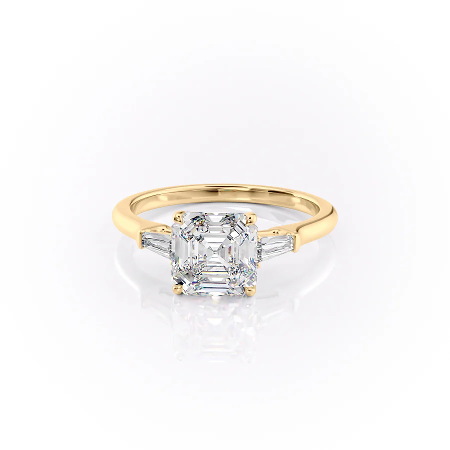 1.0CT Asscher Diamond Moissanite Three Stone Engagement Ring