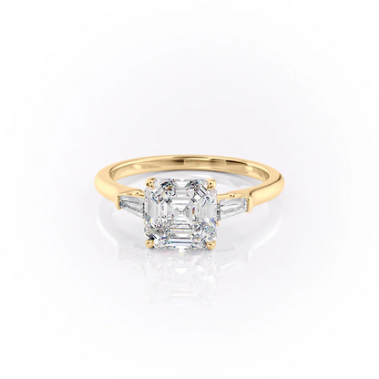 1.0CT Asscher Diamond Moissanite Three Stone Engagement Ring