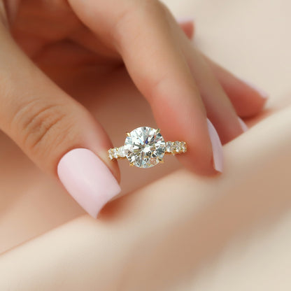 2.50CT Round Cut Moissanite Diamond Pave Engagement Ring