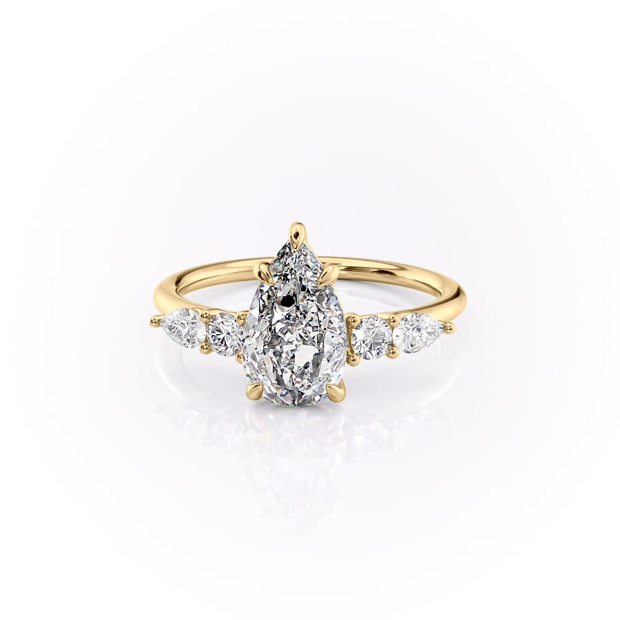 2.0CT Pear Cut Moissanite Diamond Unique Cluster Engagement Ring