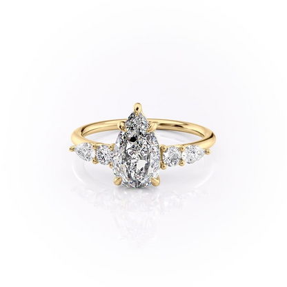 2.0CT Pear Cut Moissanite Diamond Unique Cluster Engagement Ring
