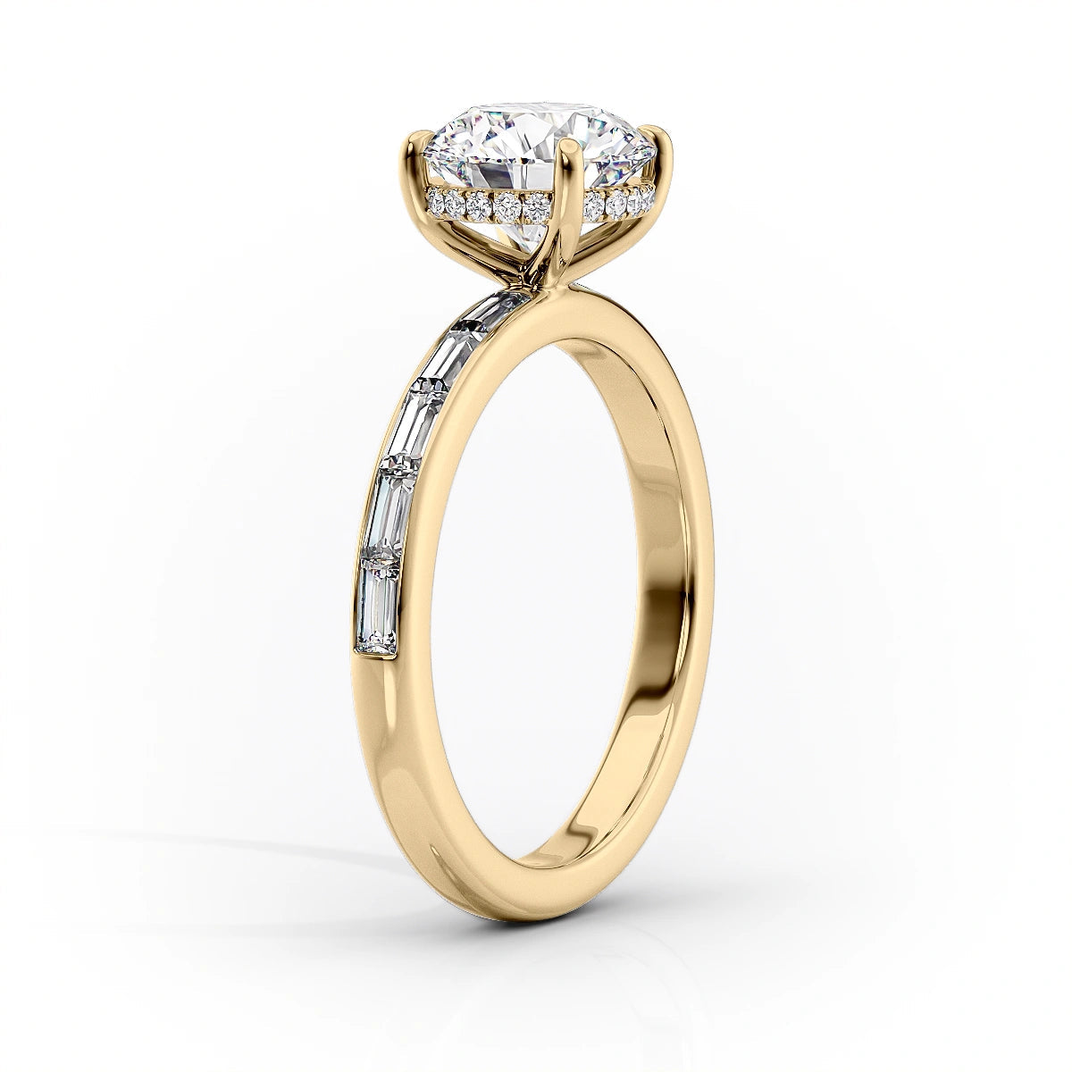 1.50 CT Round Cut Moissanite Diamond Pave Engagement Ring