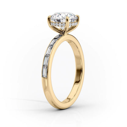 1.50 CT Round Cut Moissanite Diamond Pave Engagement Ring
