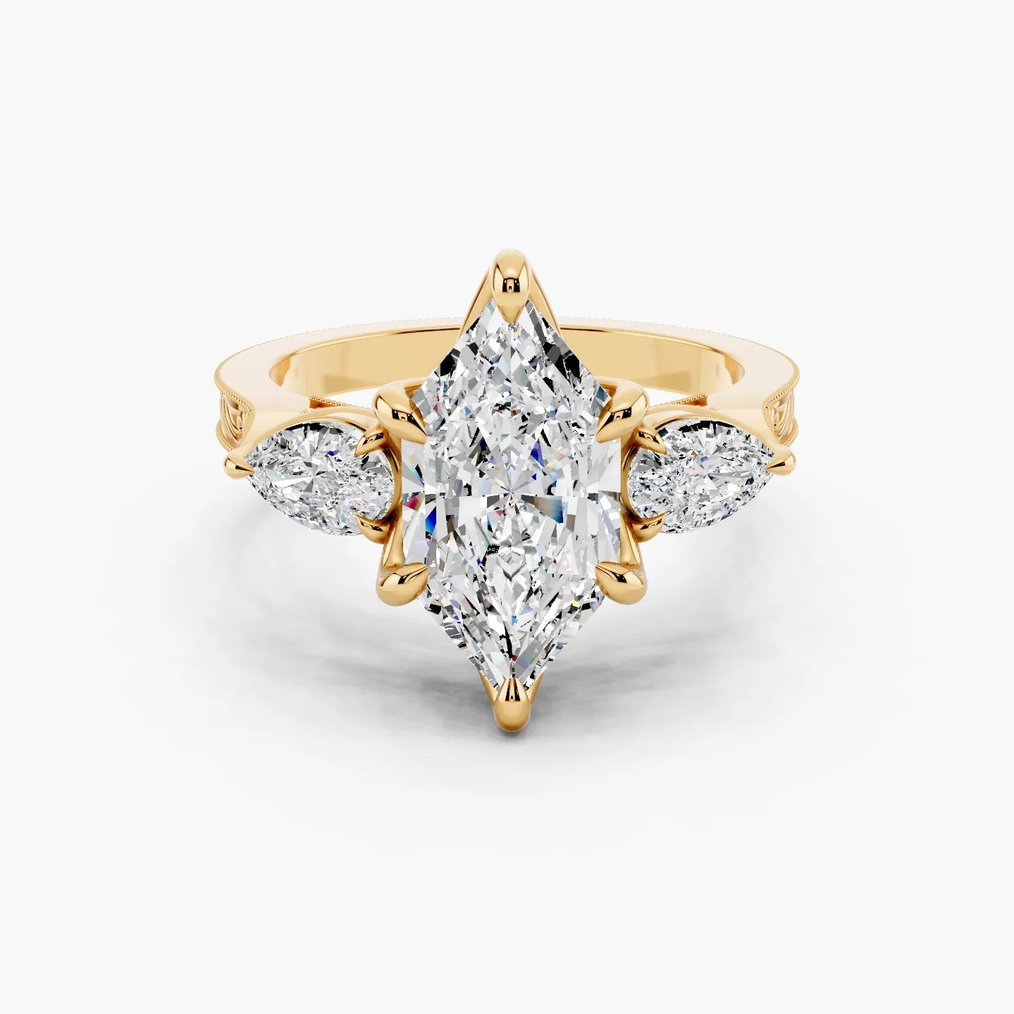 3.50 CT Hexagon Cut Three Stone Moissanite Diamond Engagement Ring