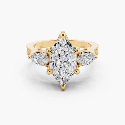 3.50 CT Hexagon Cut Three Stone Moissanite Diamond Engagement Ring