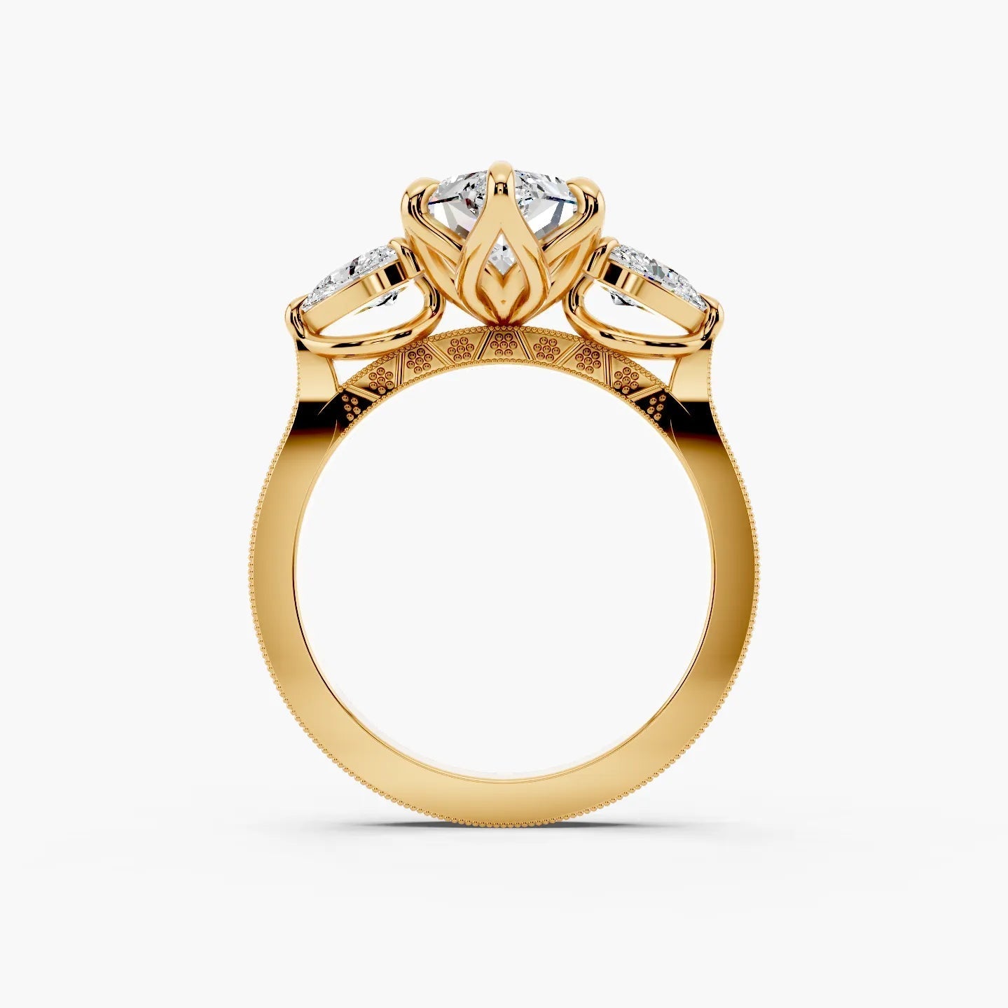 3.50 CT Hexagon Cut Three Stone Moissanite Diamond Engagement Ring