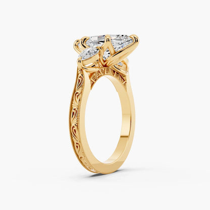 3.50 CT Hexagon Cut Three Stone Moissanite Diamond Engagement Ring