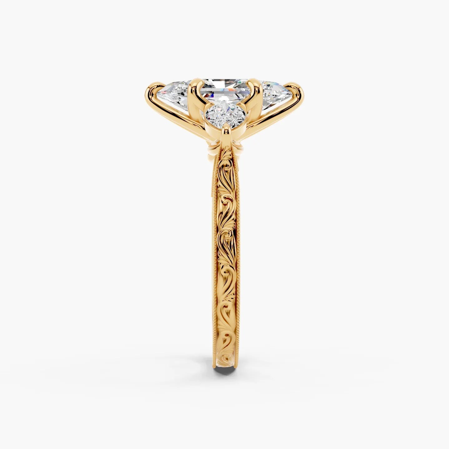 3.50 CT Hexagon Cut Three Stone Moissanite Diamond Engagement Ring
