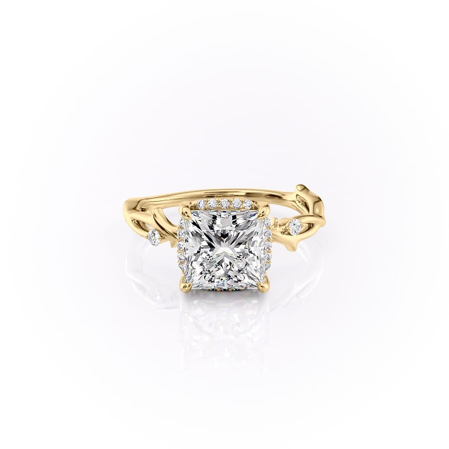 1.50 CT Princess Cut Nature Inspired  Moissanite Diamond Engagement Ring