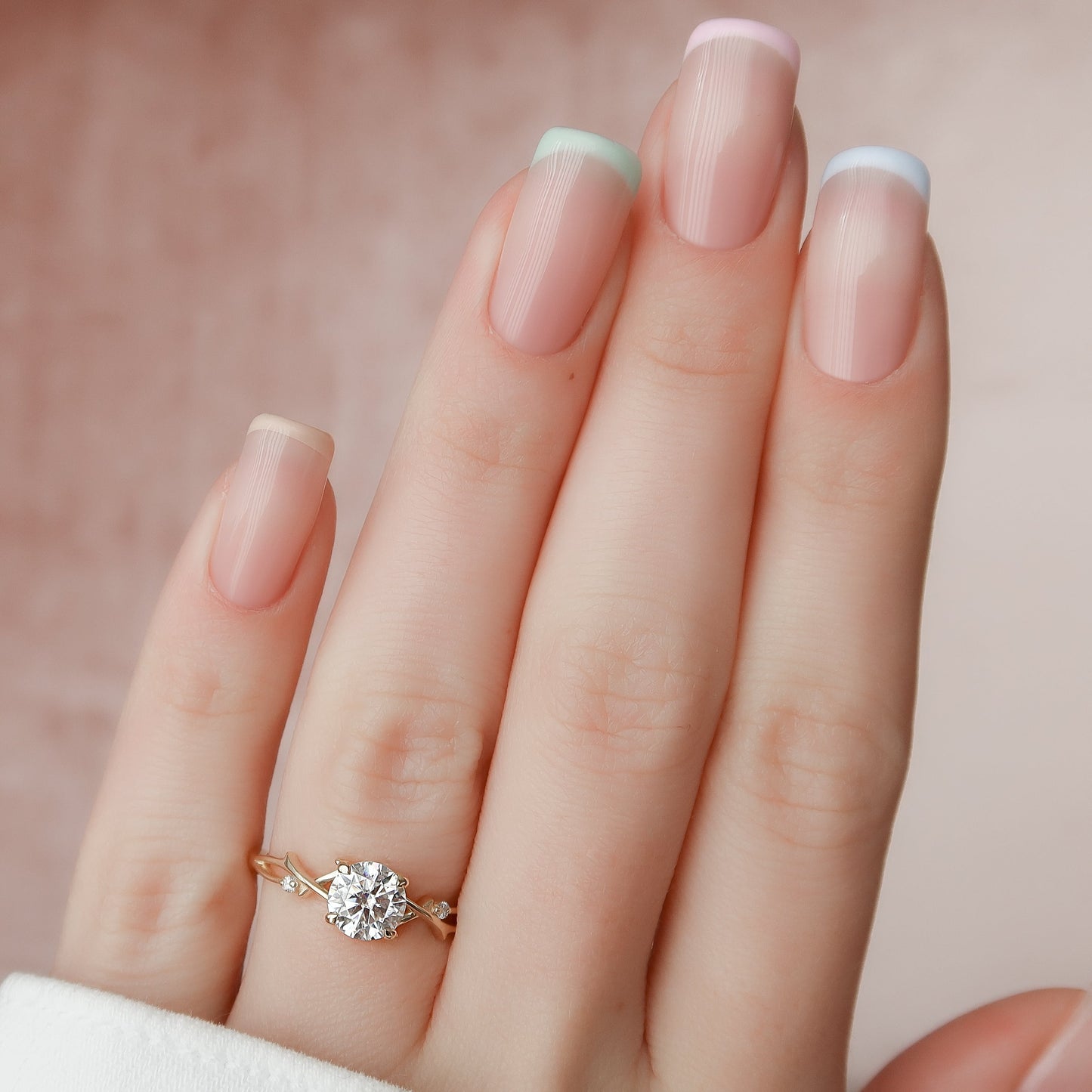 2.0CT Round Cut Moissanite Nature Inspired Diamond Engagement Ring