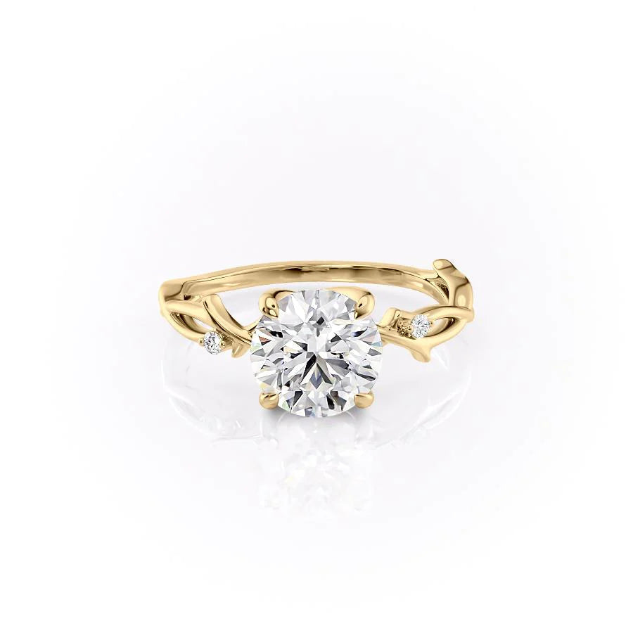 1.0CT Round Moissanite Nature Inspired Engagement Ring