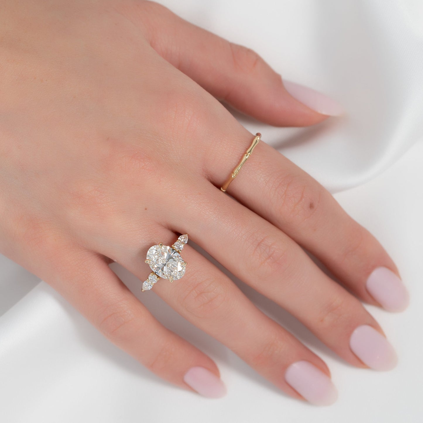 1.50 CT Oval Cut Cluster Moissanite Diamond Engagement Ring