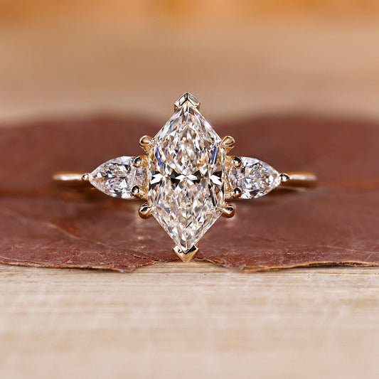 Dutch Marquise Ring With Tapered Shank Band