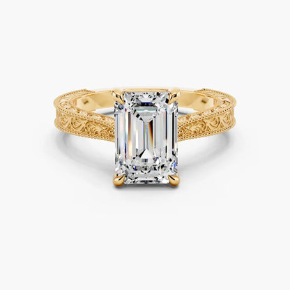 3.50 CT Emerald Cut Vintage Moissanite Diamond Engagement Ring