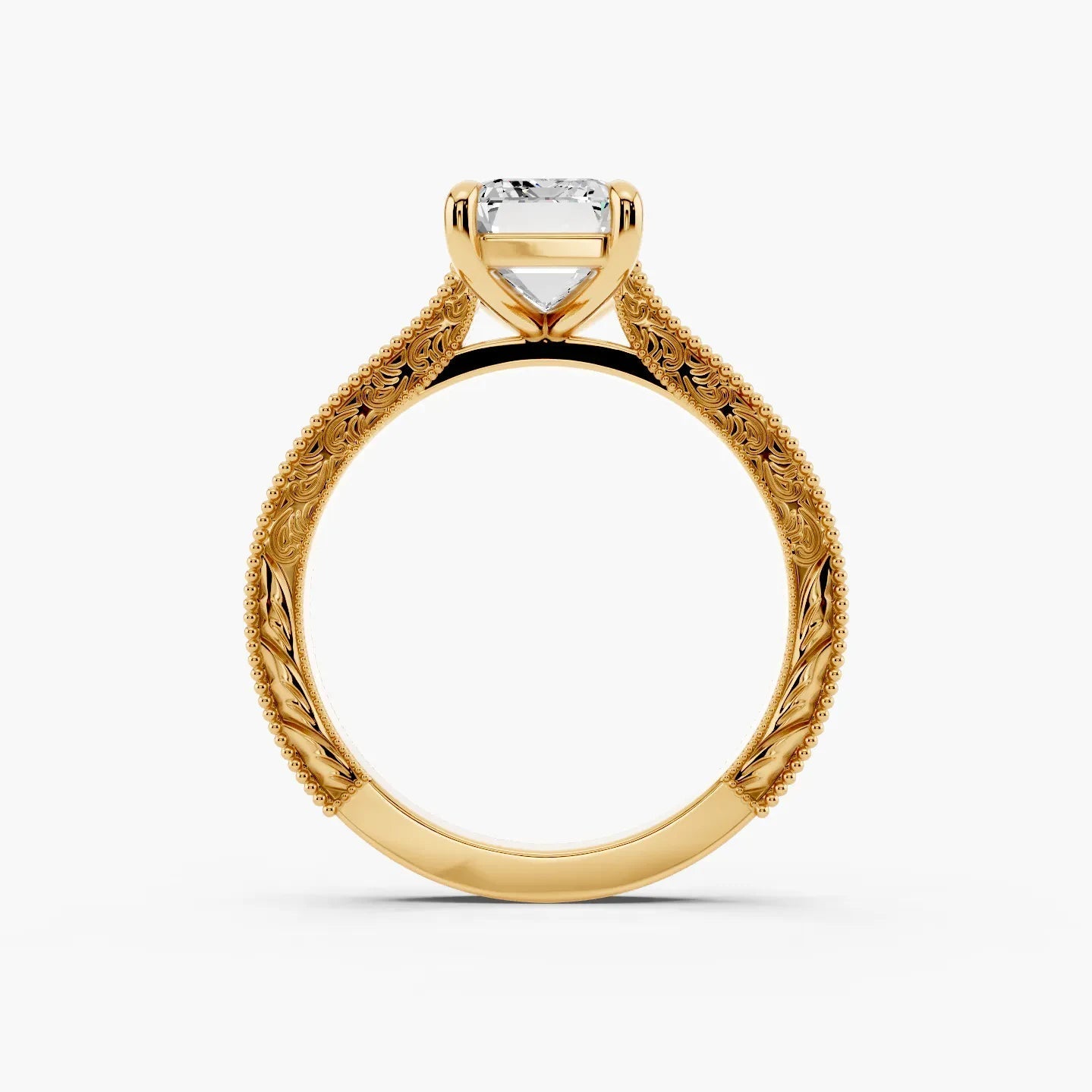 3.50 CT Emerald Cut Vintage Moissanite Diamond Engagement Ring
