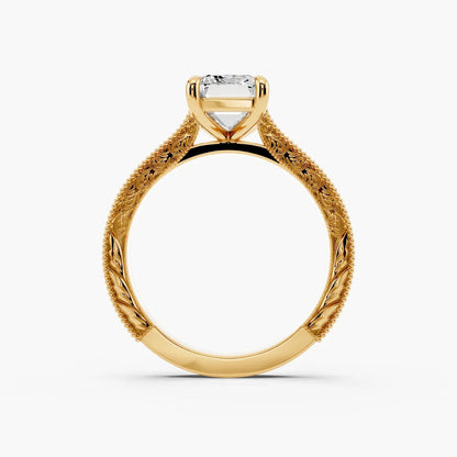 3.50 CT Emerald Cut Vintage Moissanite Diamond Engagement Ring