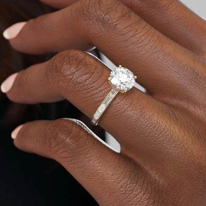 1.50 CT Round Cut Moissanite Diamond Pave Engagement Ring