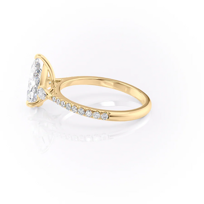 1.50 CT Pear Cut Three Stone Pave Moissanite Diamond Engagement Ring