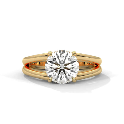 1.50 CT Round Cut Split Shank  Moissanite Diamond Engagement Ring