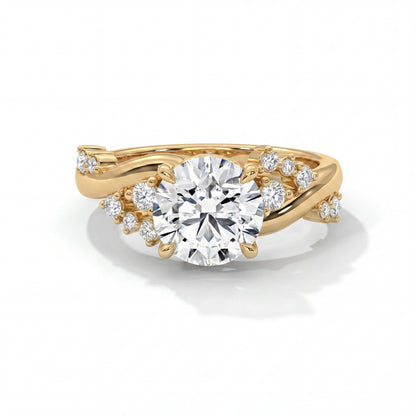 2.50CT Round Cut Moissanite Diamond Unique Cluster Engagement Ring