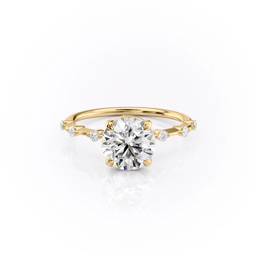 2.0CT Round Cut Moissanite Petite Pave Diamond Engagement Ring
