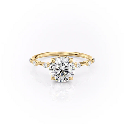 2.0CT Round Cut Moissanite Petite Pave Diamond Engagement Ring