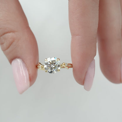 1.0CT Round Moissanite Nature Inspired Engagement Ring