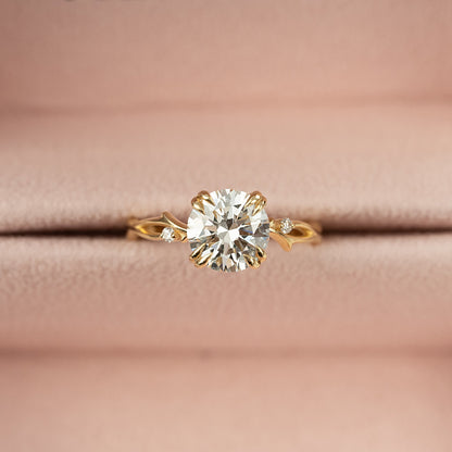2.0CT Round Cut Moissanite Nature Inspired Diamond Engagement Ring