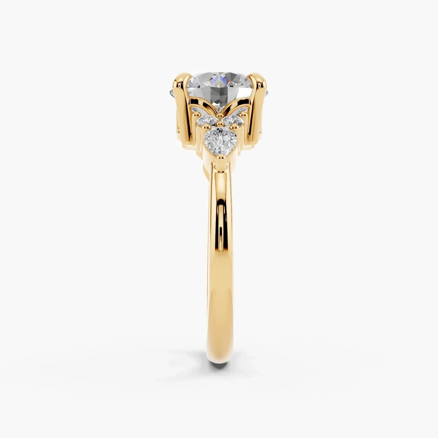 3.0CT Round Diamond Moissanite Cluster Engagement Ring