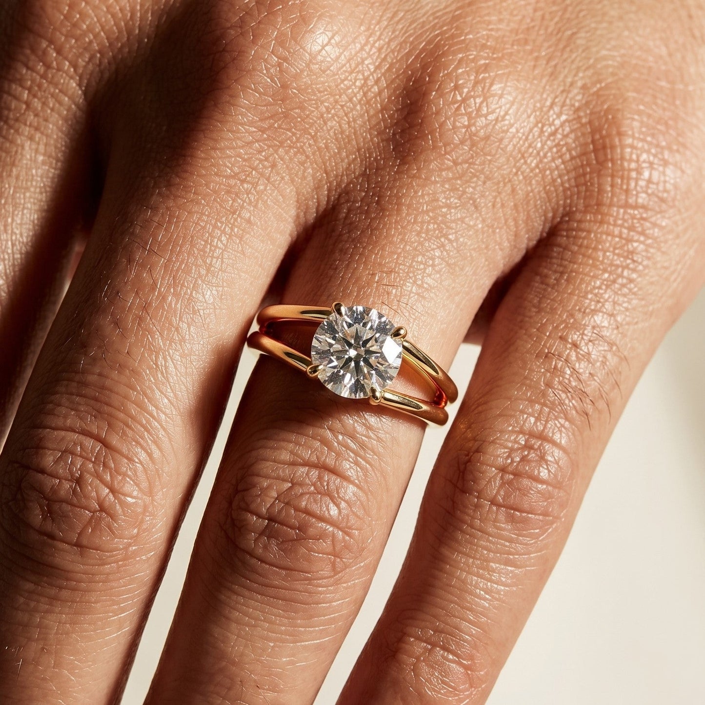 1.50 CT Round Cut Split Shank  Moissanite Diamond Engagement Ring