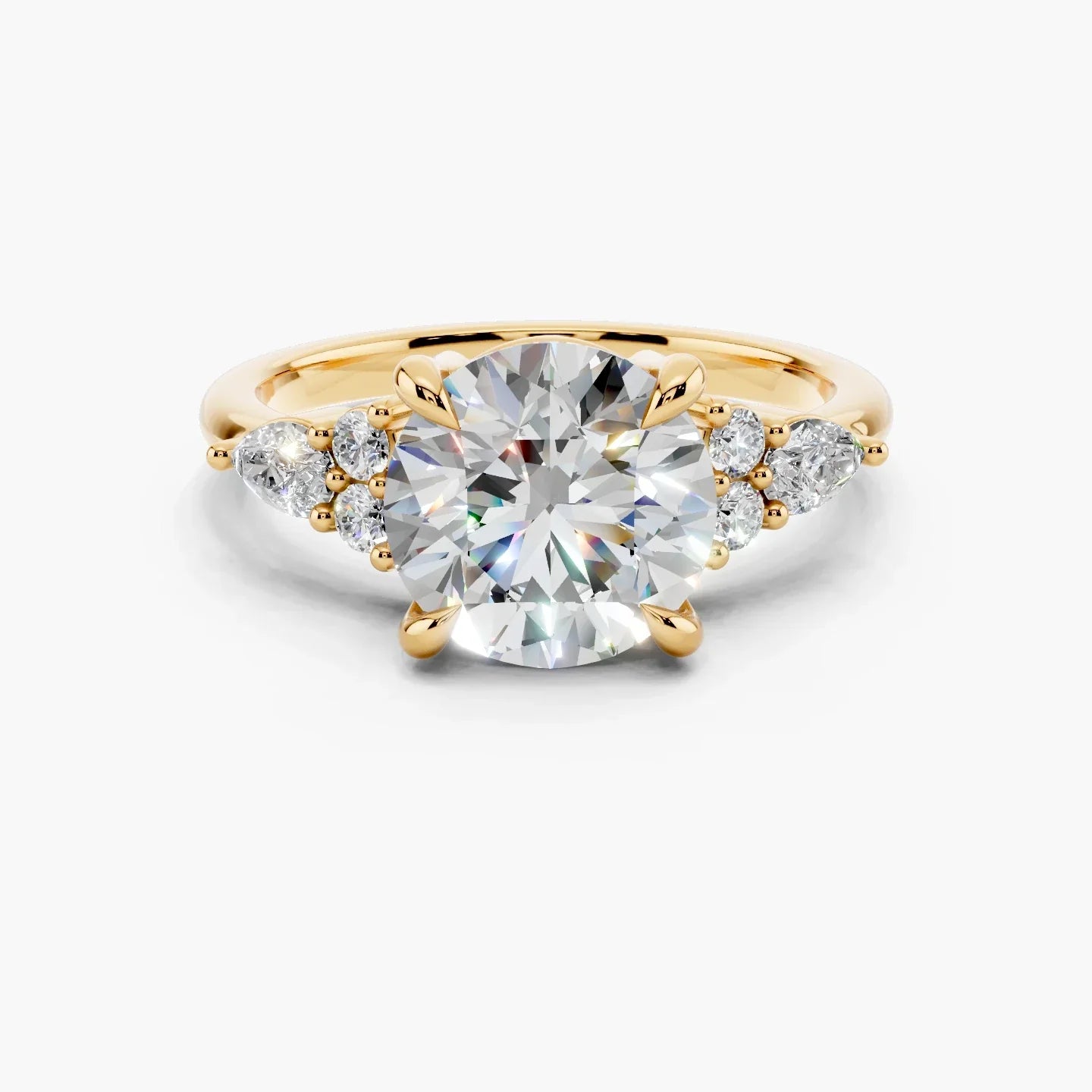 3.0CT Round Diamond Moissanite Cluster Engagement Ring