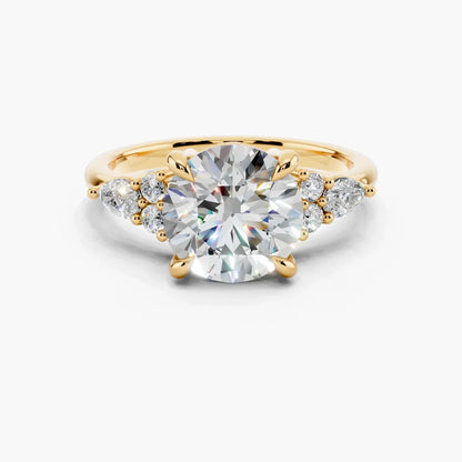 3.0CT Round Diamond Moissanite Cluster Engagement Ring