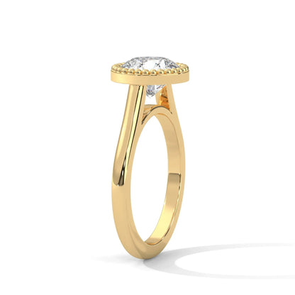 1.0CT Round Diamond Moissanite Unique Bezel Engagement Ring