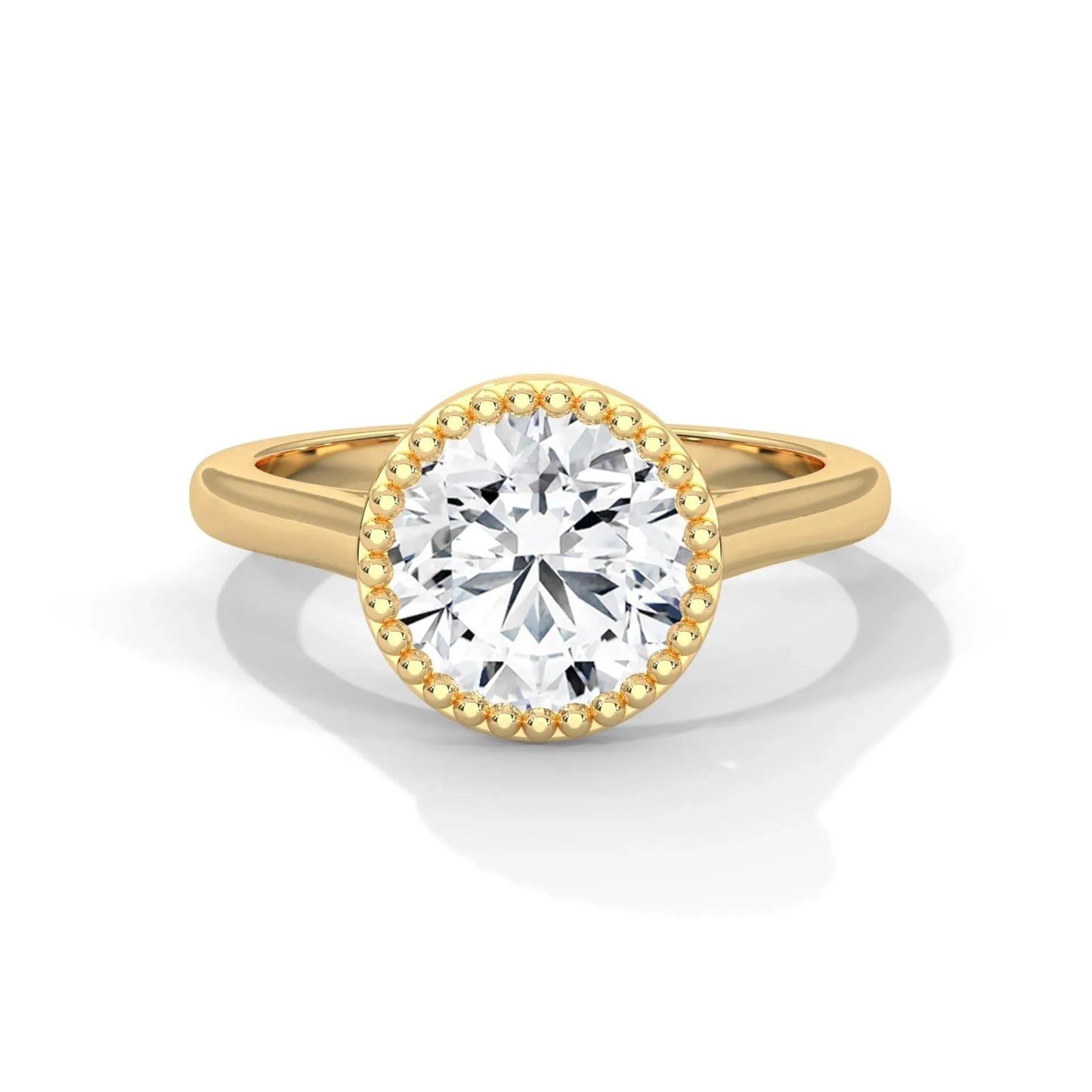 1.0CT Round Diamond Moissanite Unique Bezel Engagement Ring