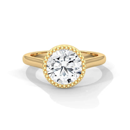 1.0CT Round Diamond Moissanite Unique Bezel Engagement Ring