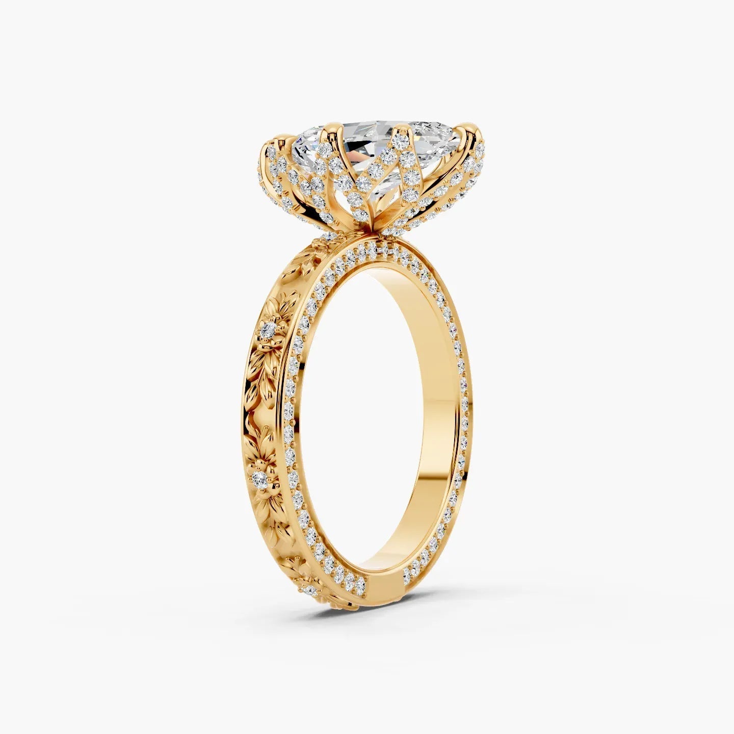 5.0CT Marquise Diamond Moissanite Milgrain Engagement Ring