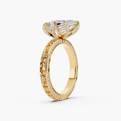 5.0CT Marquise Diamond Moissanite Milgrain Engagement Ring