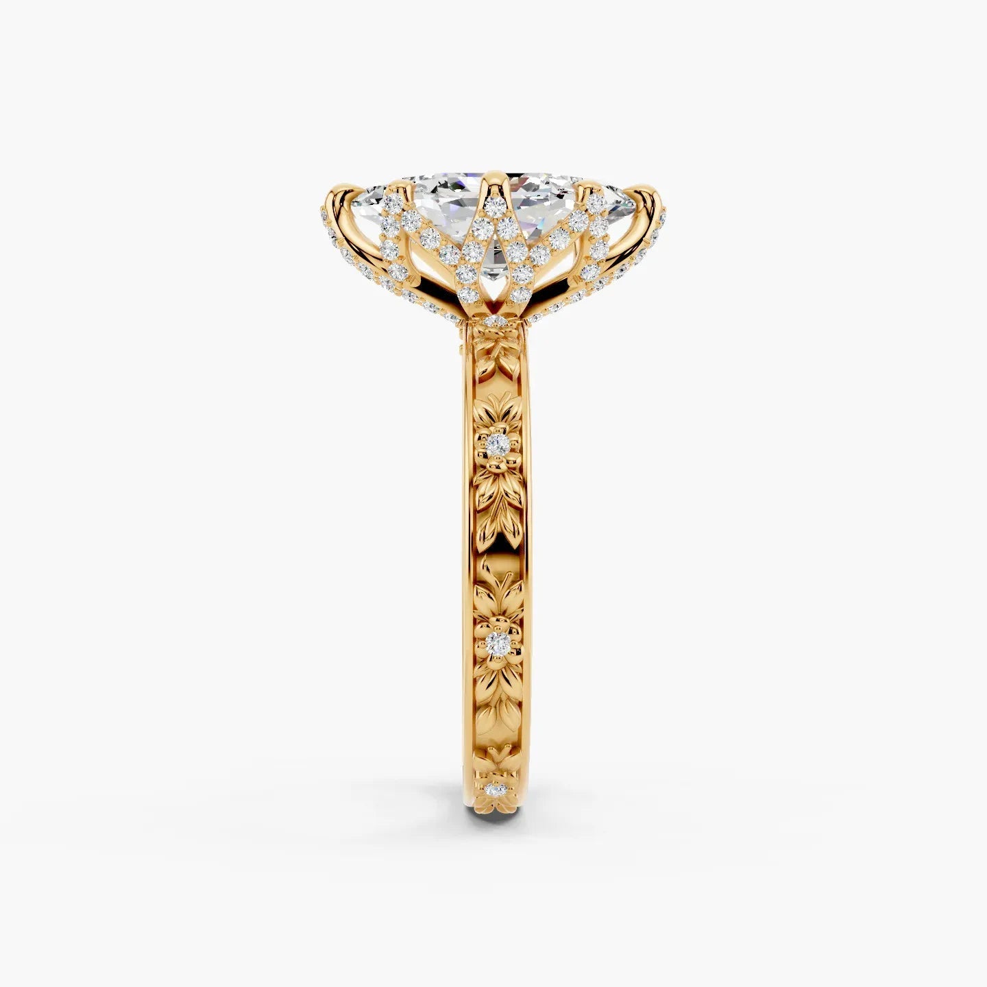 5.0CT Marquise Diamond Moissanite Milgrain Engagement Ring