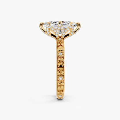 5.0CT Marquise Diamond Moissanite Milgrain Engagement Ring